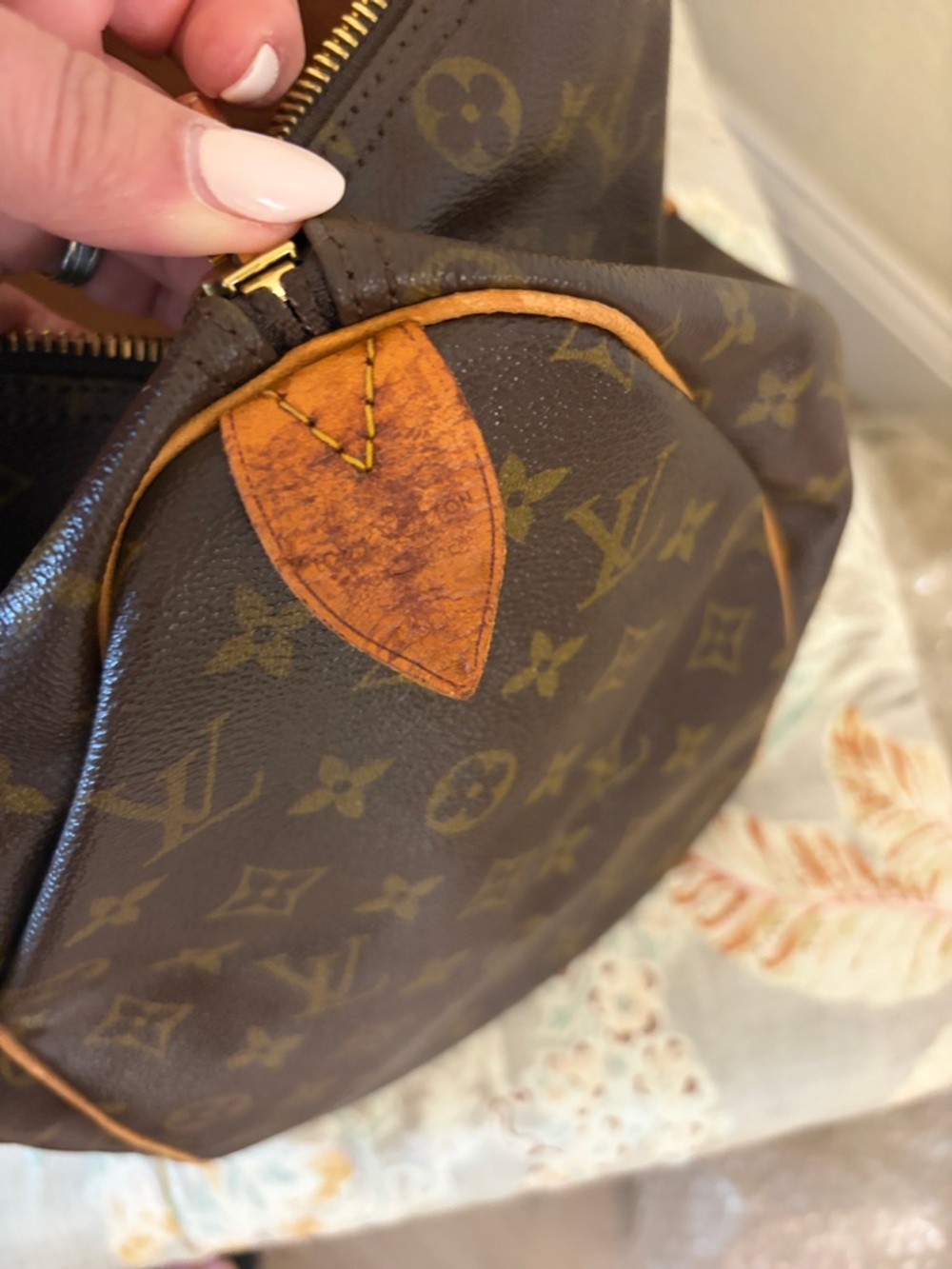 Louis Vuitton Monogram Keepall 45 with Brown and Tan Leather - Picture 9 of 10
